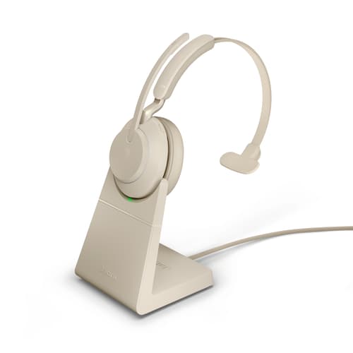 Jabra Evolve2 65 Uc With Stand Headset Usb-c Via Bluetooth-adapter Optimerad För Uc Mono Beige