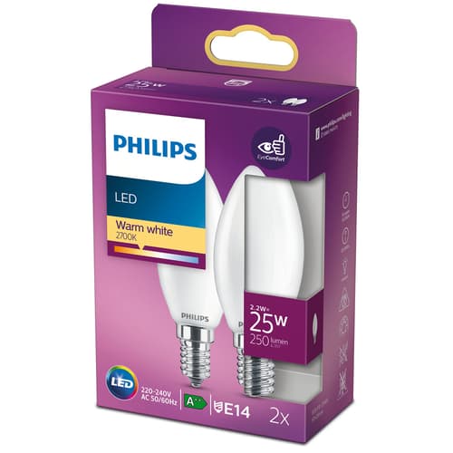 Philips Led E14 Kron Frost 2.2w 250lm 2-pack