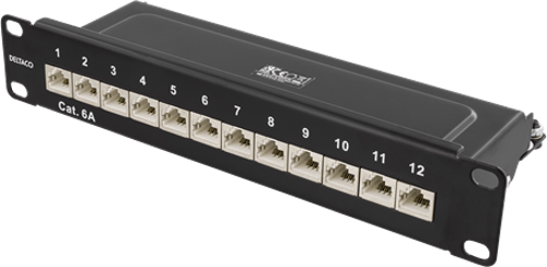 Deltaco Patchpanel Svart Cat6a 1u