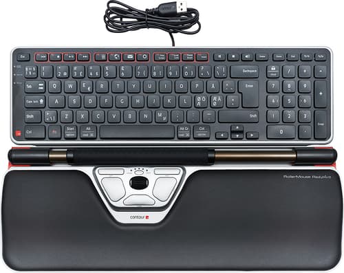 Contour Design Rollermouse Red Plus & Balance Keyboard Kabelanslutning Usb