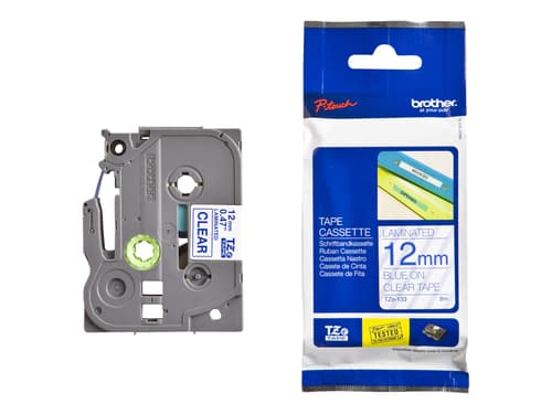 Tape 12mm Tze-133 Bl�/gjennomsiktig