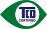 TCO-sertifioitu logo, vihreä silmänmuotoinen kuvake, jossa on valkoinen ympyrä. Ympyrän sisään on kirjoitettu 'TCO-sertifioitu'.
