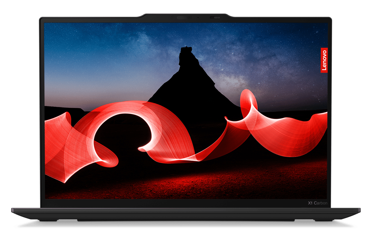 Lenovo Thinkpad with red start screen front view