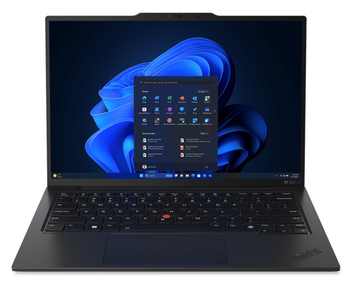Lenovo Thinkpad with Windows 11 screen front view