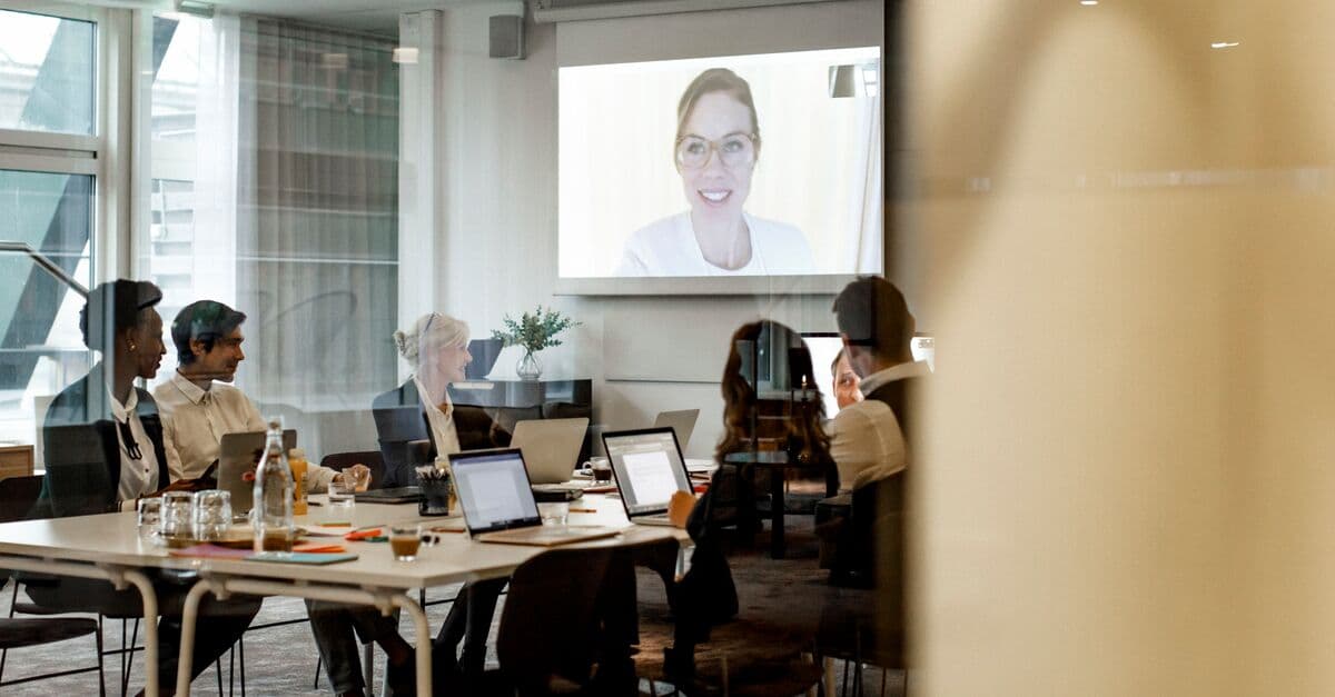 online meeting at the office in a room