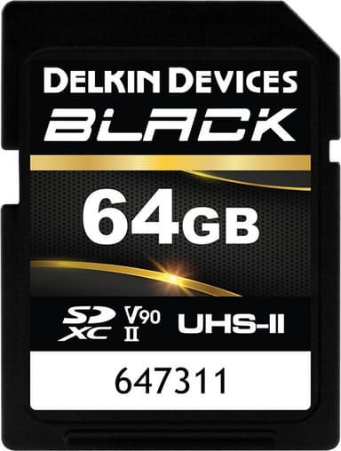 Delkin Sdxc Black Rugged Uhs-ii V90 U3 C10 R300/w250 64Gb 64GB SDXC UHS-II minneskort