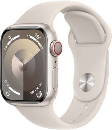 Apple Watch Series 9 GPS + Cellular 41mm Starlight Aluminium Case with Starlight Sport Loop 