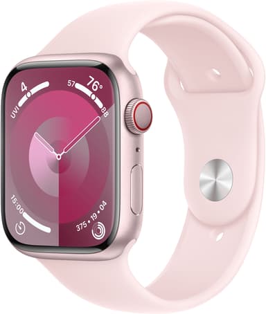 Apple Watch Series 9 GPS + Cellular 45mm Pink Aluminium Case with Light Pink Sport Loop 