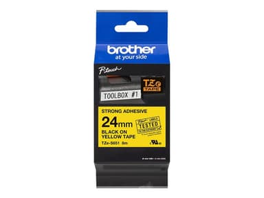 Brother Tape 24mm TZe-S651 Svart/Gul Extra Stark 