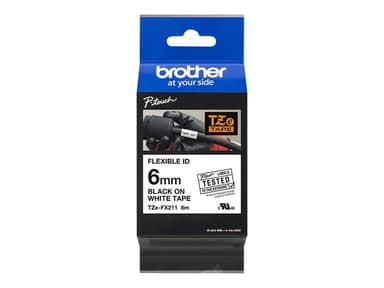 Brother Tape 6mm TZe-FX211 Sort/Hvid Fleksibel 