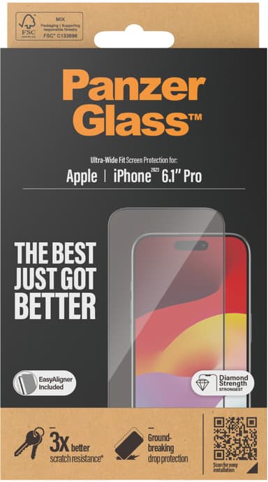 Panzerglass Ultra-Wide Fit skärmskydd iPhone 15 Pro