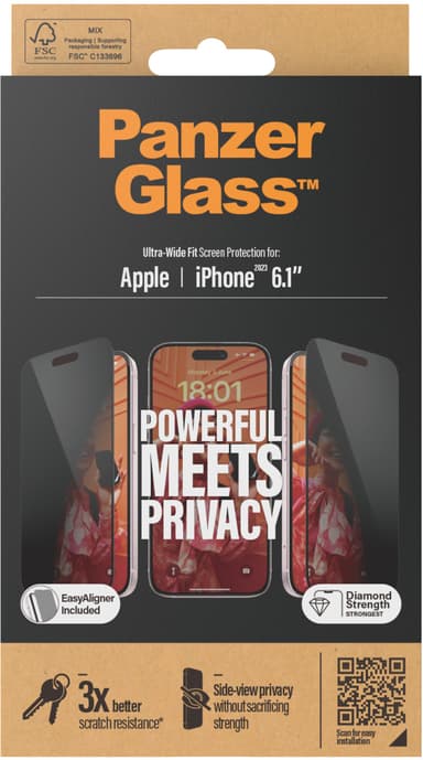 Panzerglass Ultra-wide Fit Privacy skärmskydd iPhone 15