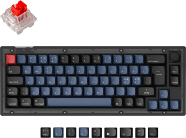 Keychron V2 65% Fully Assembled Knob K Pro Red Black Nordic Kabling Nordisk Tastatur