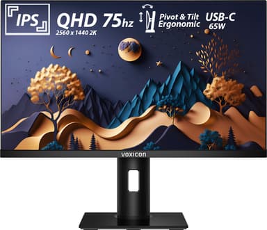 Voxicon O27QHDPF USB-C (65W) Ergonomisk QHD Skärm 27" 2560 x 1440 16:9 IPS 75Hz