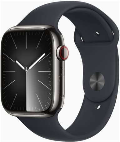 Apple Apple Series 9 GPS + Cellular 45mm Graphite Stainless Steel Case with Midnight Sport Band - S/M 