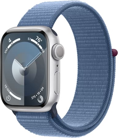 Apple Watch Series 9 GPS 41mm Silver Aluminium Case with Winter Blue Sport Loop 