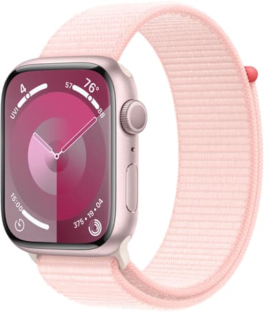 Apple Watch Series 9 GPS 45mm Pink Aluminium Case with Light Pink Sport Loop 