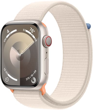 Apple Watch Series 9 GPS + Cellular 45mm Starlight Aluminium Case with Starlight Sport Loop 