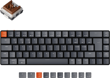 Keychron K7 Optical LP Brown Langallinen Langaton Pohjoismaat Näppäimistö