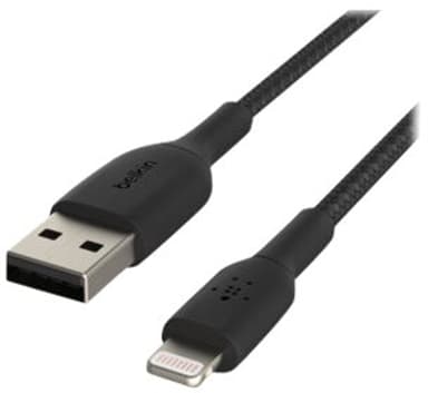Belkin Lightning Till USB-A Kabel Flätad 3m Svart