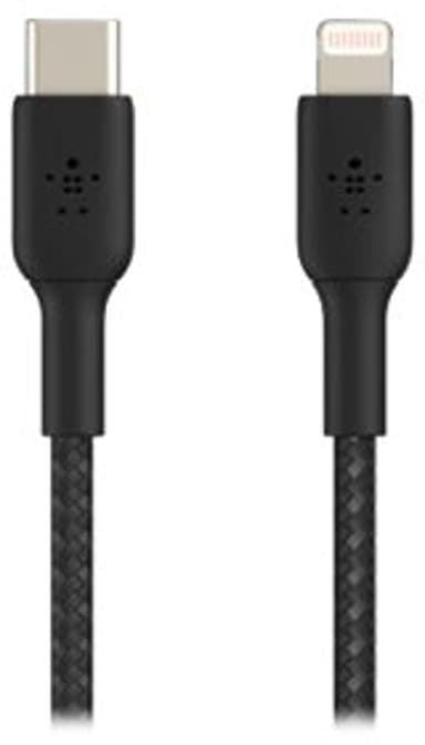 Belkin Lightning Till USB-C Kabel Flätad 2m Svart