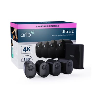 Arlo Ultra 2, langaton valvontaratkaisu, 4 kappaleen pakkaus, Musta 