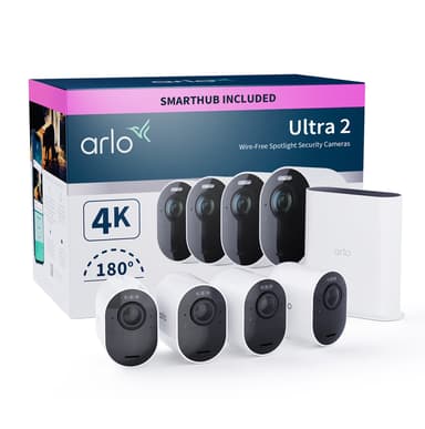 Arlo Ultra 2 trådlös övervakningskamera 4-pack, Vit 