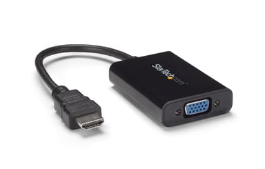 Startech HDMI to VGA Video Adapter with Audio for Laptop / Ultrabook videokonverter HDMI Hann 3,5 mm-minijakk Micro-USB Type B VGA Hunn Svart