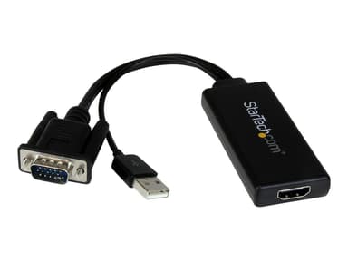 Startech VGA to HDMI Adapter +Sound USB VGA Uros HDMI Naaras Musta