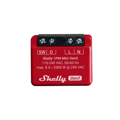 Shelly Shelly 1PM Mini Gen3 Älykytkin 1P Punainen 