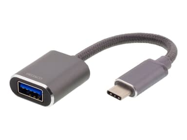 Deltaco USB-C 3.1 To USB-A adapter OTG 10 cm - Space Grey 0.11m USB C USB A Musta
