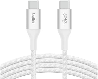 Belkin 240W USB-C to USB-C cable Braided 1m Valkoinen