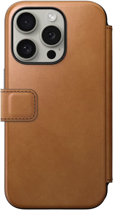 Nomad Modern Leather Folio iPhone 15 Pro Kellanruskea