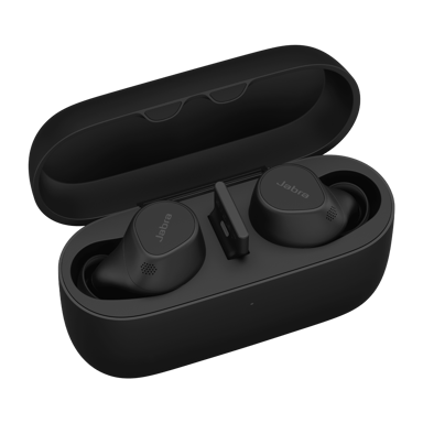 Jabra Evolve2 Buds - With Wireless Adapter Musta Cisco, MFi, Qi, Zoom, Amazon Chime, Amazon Alexa