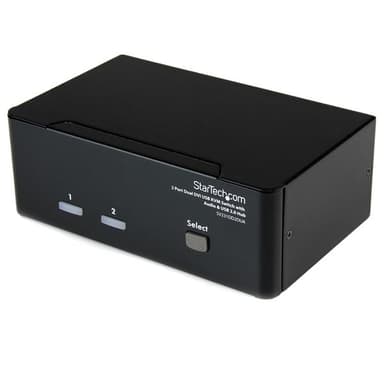 Startech 2 Port Dual DVI USB KVM Kytkin w/ Audio & USB Hubi 