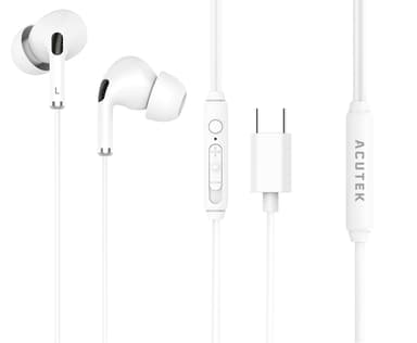 Acutek In-ear Headphones USB-C Valkoinen CE, ERP