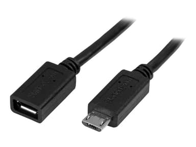 Startech Micro-USB Extension Cable 0.5m Micro-USB B Micro-USB B Musta