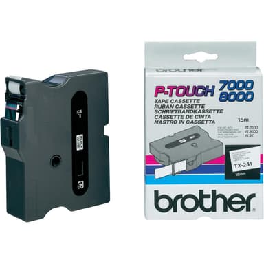 Brother Tape 18mm TX-241 Sort/Hvid 