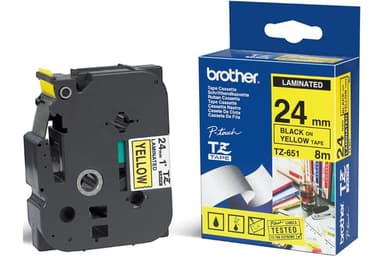 Brother Tape TZe-651 24mm Svart/Gul 