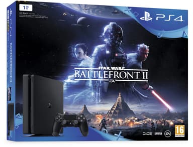 Sony PlayStation 4 + Star Wars: Battlefront II 1000GB Musta