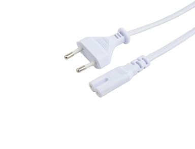 Prokord Cable Power 2-Pin - Straight 1m White 1m Europlug (stroom CEE 7/16) Male Voeding IEC 60320 C7 