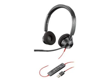 Poly Blackwire 3320 Kuuloke + mikrofoni USB Microsoft Teamsille Stereo Musta