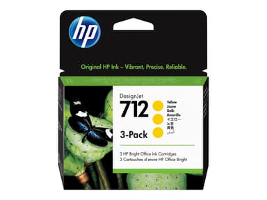HP Muste Keltainen 712 29ml 3-Pack 