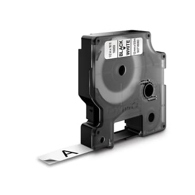 Dymo Tape D1 12mm Svart/Vit Perm Poly 