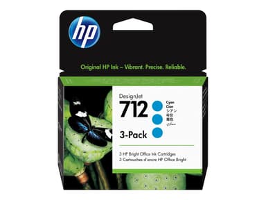 HP Blekk Cyan 712 29ml 3-Pack 