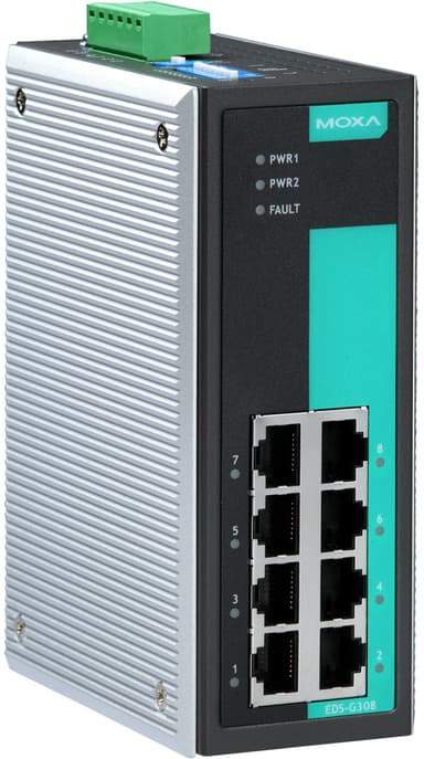 Moxa EDS-G308 Industriell uadministrert 8-porters svitsj 