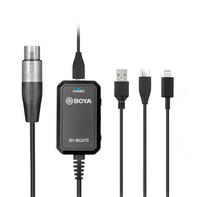 Boya BY-BCA70 Ljudadapter för XLR-Mikrofoner till Mobila enheter Svart 