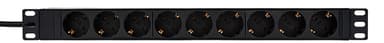 Prokord 19" Powersocket 9Xoutlets 2M Black 9st Strøm CEE 7/3