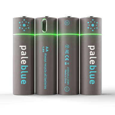 PALE BLUE Uppladdningsbart Batteri AA 1560mAh 4-Pack Inkl 4x1 Laddningskabel 