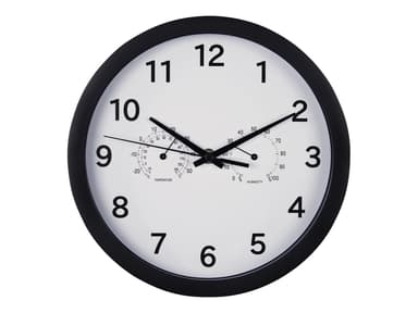 Hama Veggklokke Pure Plus Med Termometer/Hygrometer Svart 